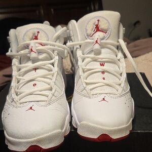 Jordan Kids White and Red Sneakers